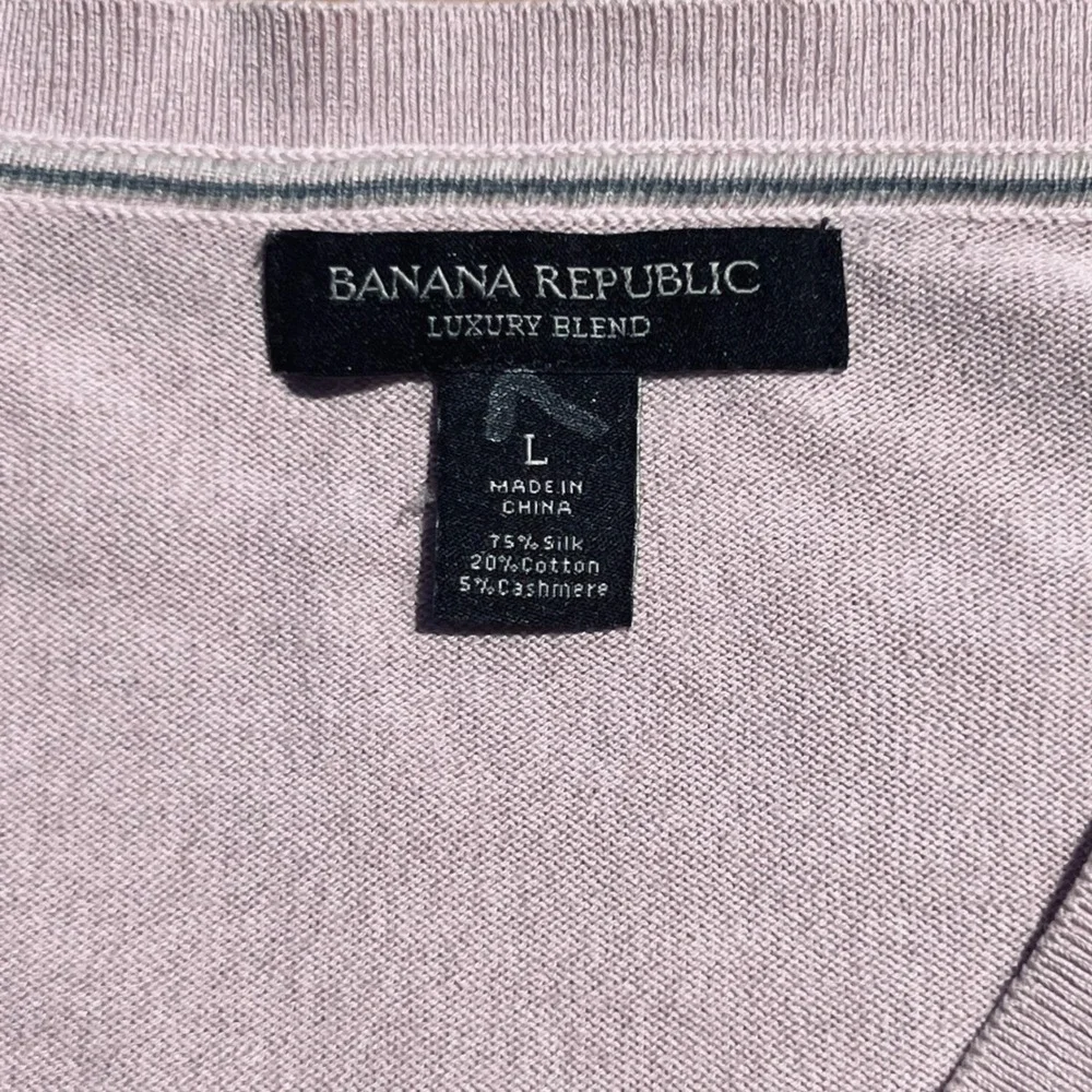 Banana Republic Luxury Blend Silk Cotton Cashmere V-Neck Sweater Lavender Mens L